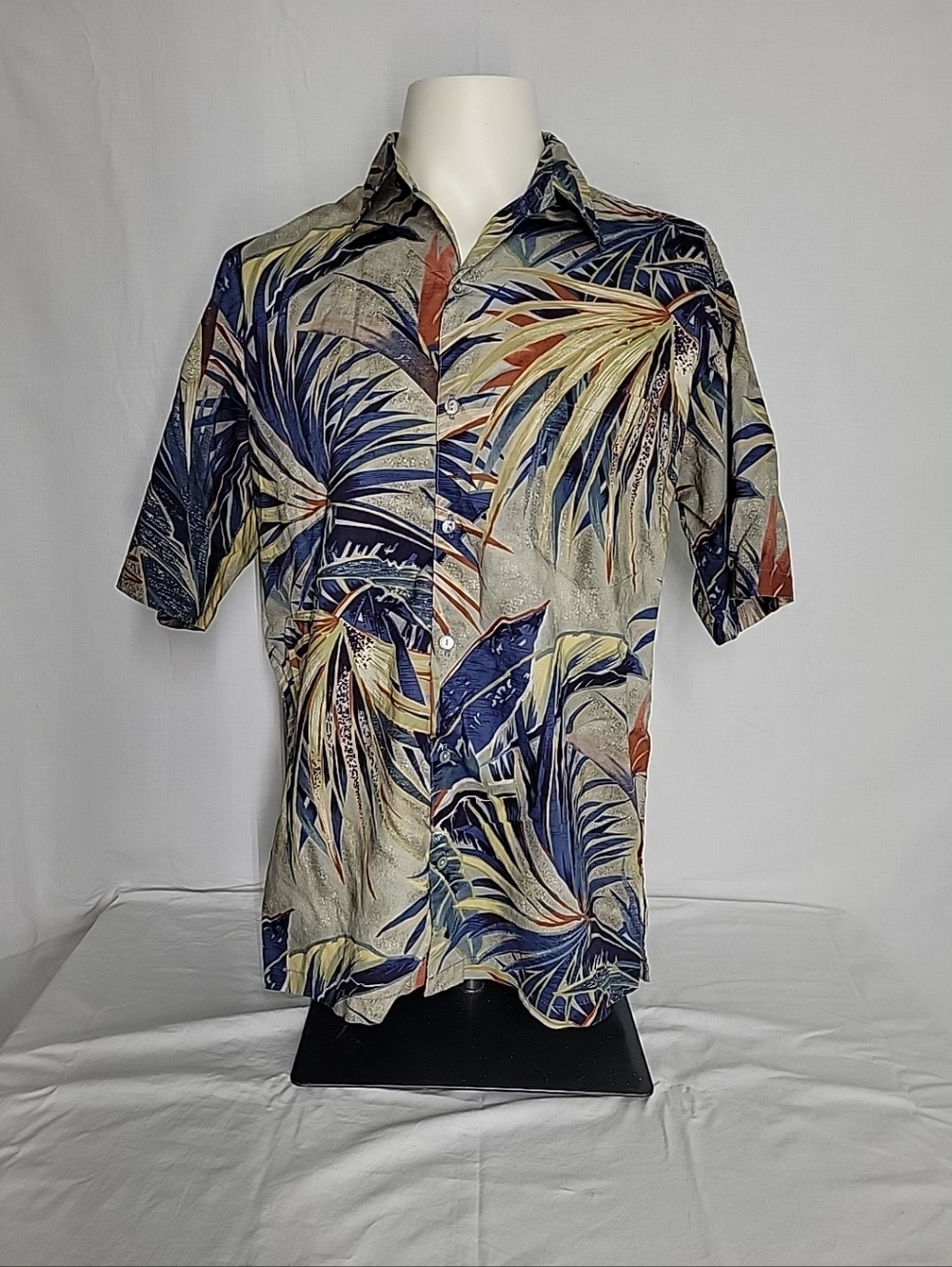 Men's Tori Richard Tropical Short-Sleeve Button-Up Shirt - Blue/Beige Print